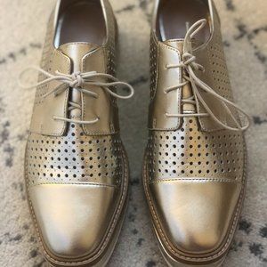 Nine West Platform Loafer Gold Sneaker